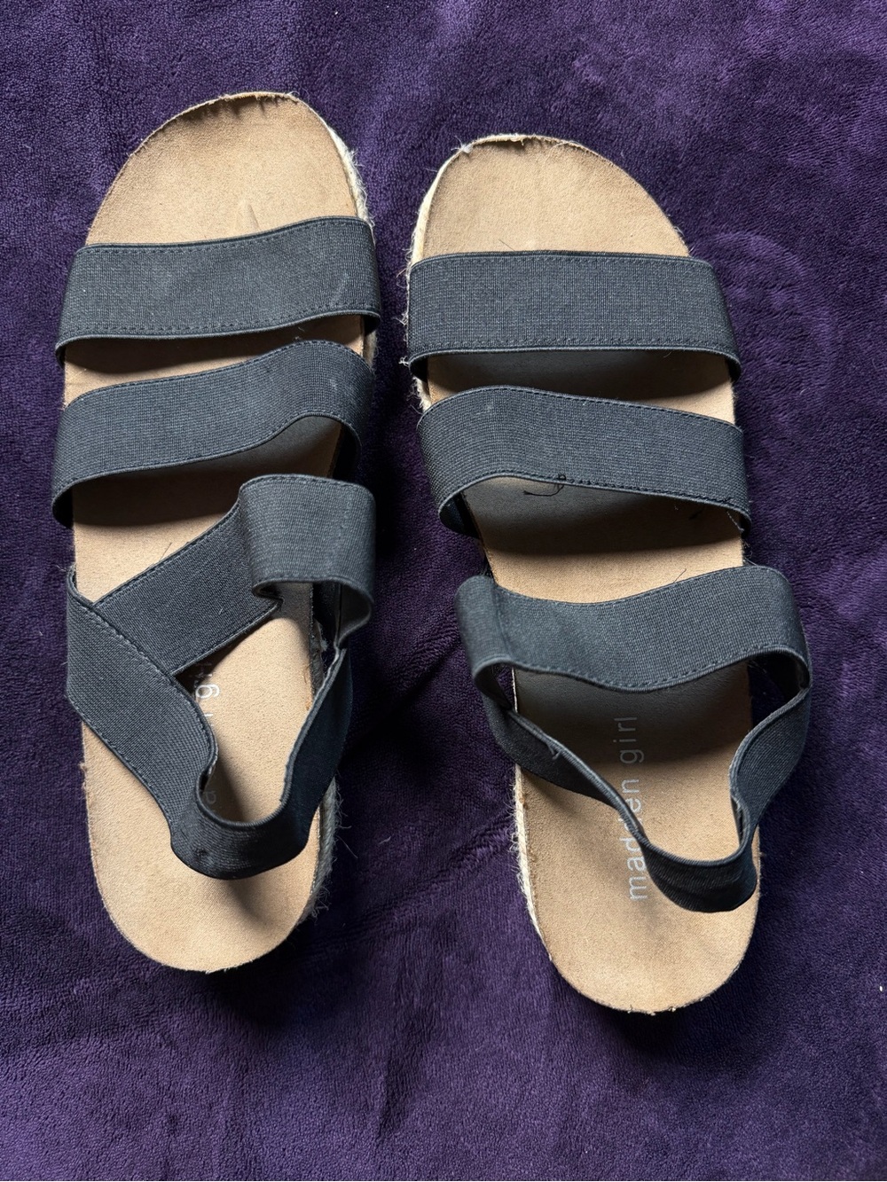 Madden Girl Black Elastic Strap Espadrille Platform Sandals Women’s Size 10M